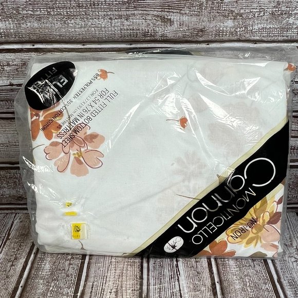 Vtg CANNON MONTICELLO Full Dbl Flat & Fitted Sheet Set Corry Brown Color Way NEW - Picture 7 of 8